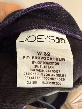 Joe's Provocateur Fit Jeans - Black with Purple Stitching (W32)